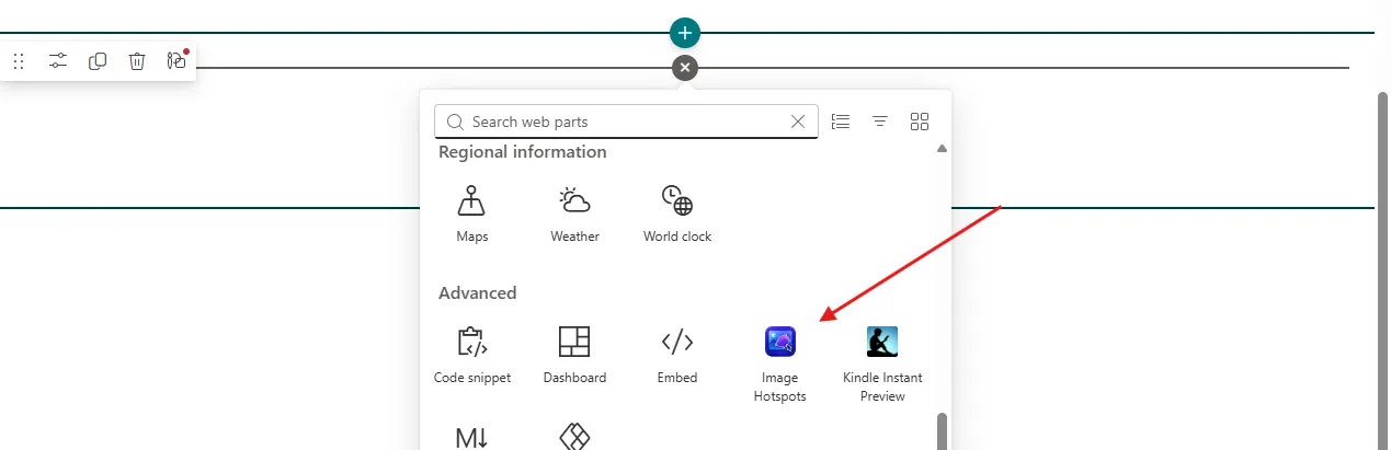 Adding the Image Hotspots web part to a page