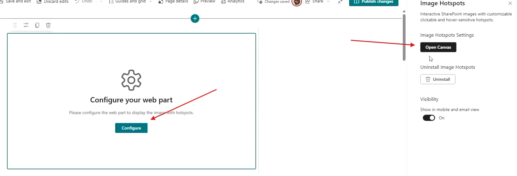 Configure and Open Canvas buttons