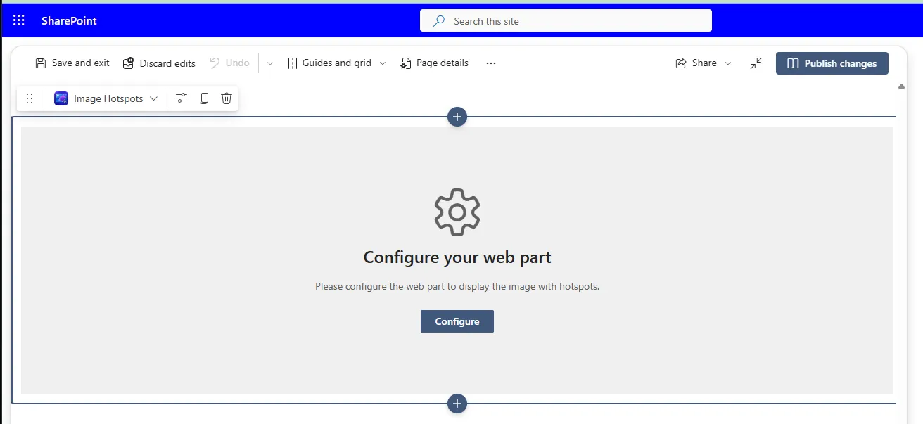 Image Hotspots web part ready to configure