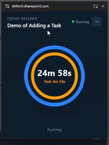 Full-size picture-in-picture focus timer