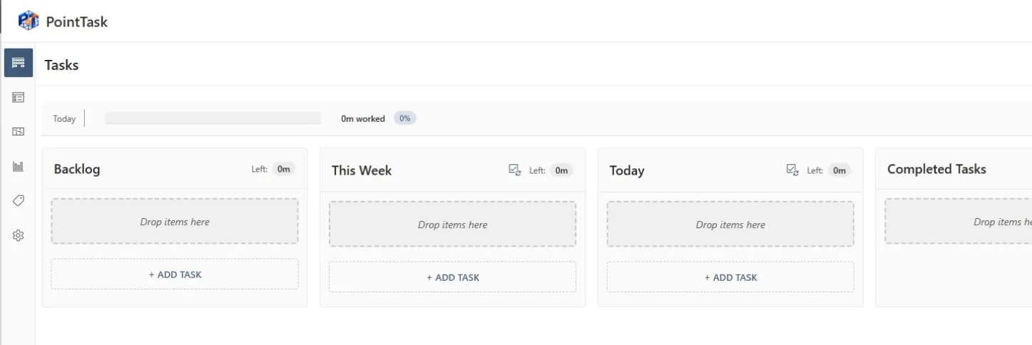 PointTask Kanban board