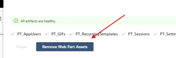 Remove Web Part Assets button