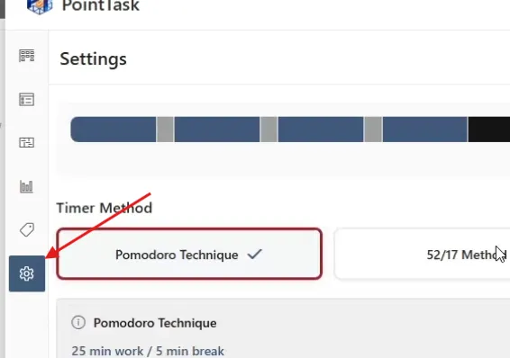 Settings page