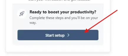 Start setup button