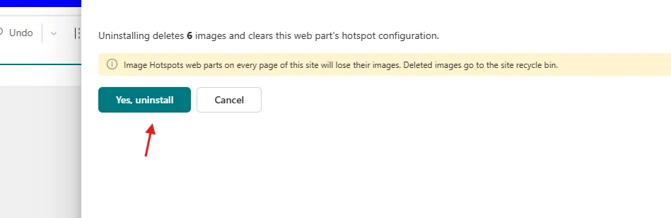 Yes, uninstall confirmation